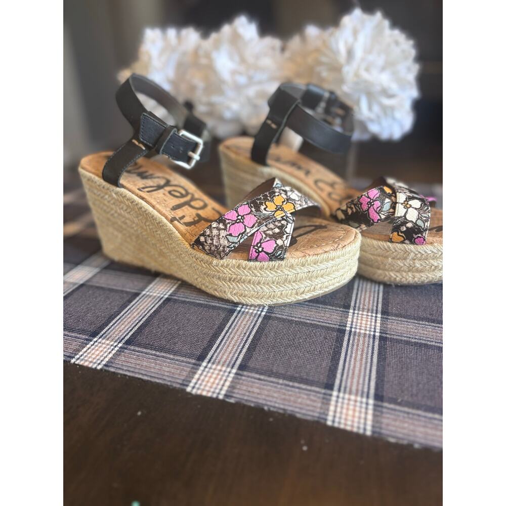 Sam Edelman multi color floral wedge